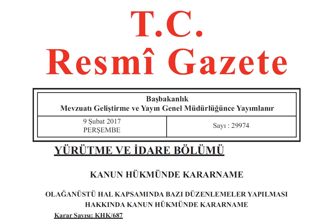 Bazı düzenlemeleri içeren KHK Resmi Gazete'de Bazı düzenlemeleri içeren KHK Resmi Gazete'de